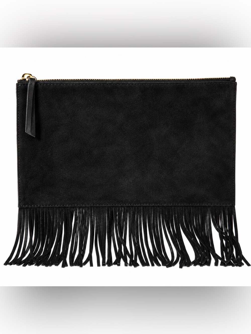 MADEWELL Boho Suede and Leather Fringe Clutch Black One size Like new